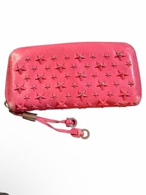 Jimmy Choo Pink Star-Embellished Zip Wallet